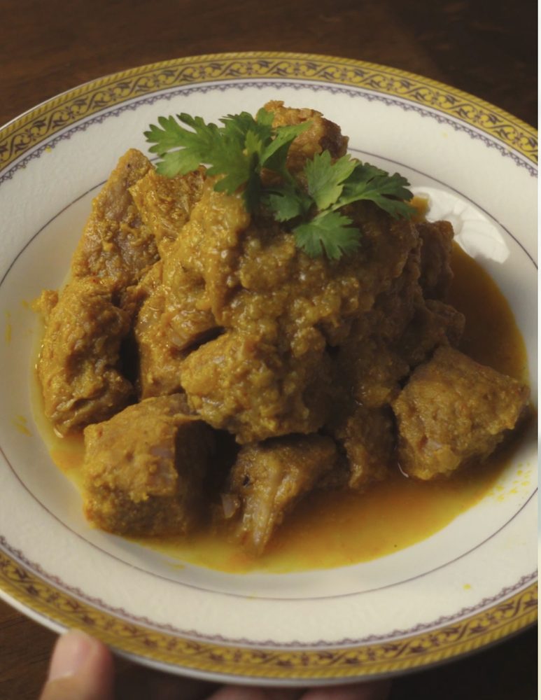 Braised beef curry in a bowl